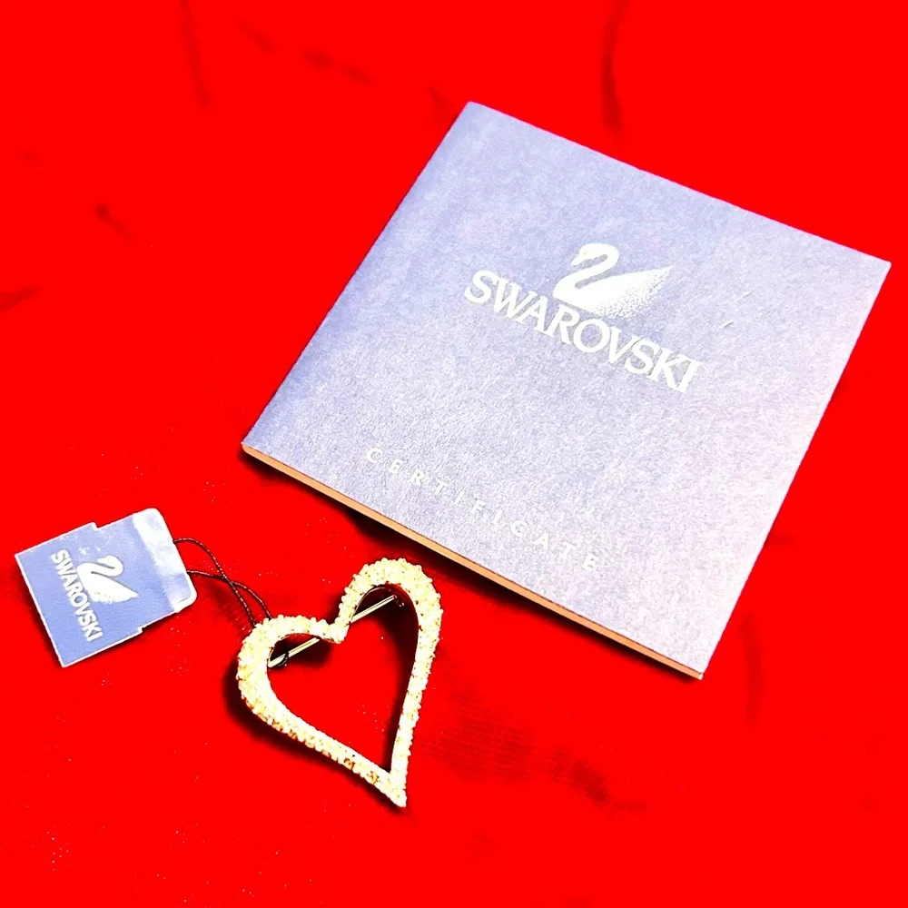 💎✨Swarovski ✨💎 Pave Crystal Signed Open Heart Brooch!! - Picture 3 of 5